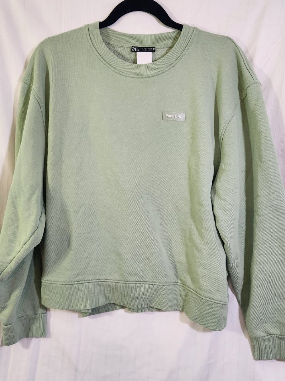 Zara x Pantone Collection Fair Green Oversized Crewneck Sweatshirt Size Large